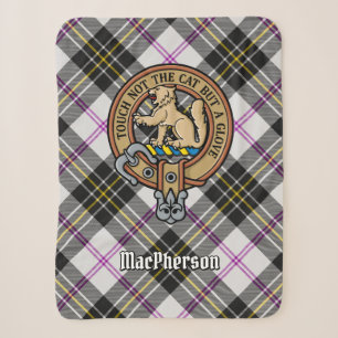 Clan MacPherson Wappen über Dress Tartan Sherpadecke