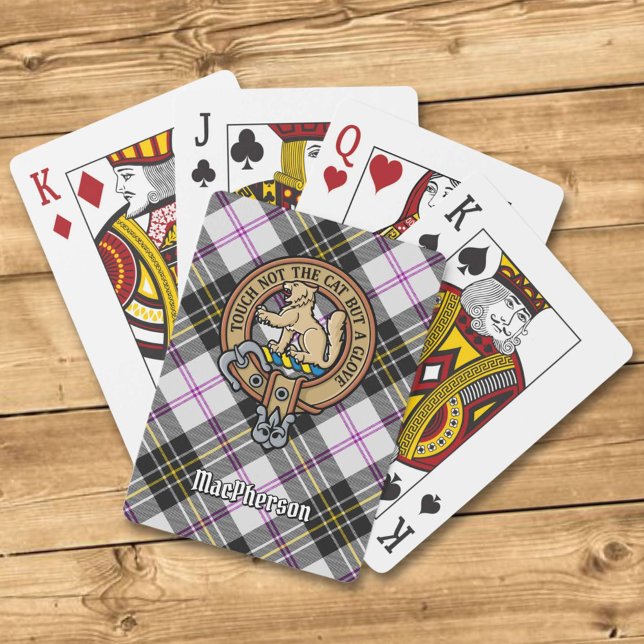 Clan MacPherson Wappen über Dress Tartan Spielkarten (Von Creator hochgeladen)