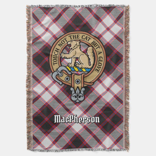 Clan MacPherson Wappen über Jagdtartan Decke (Vorderseite Vertikal)