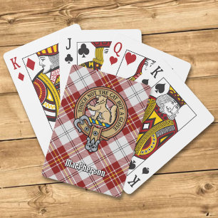 Clan MacPherson Wappen über Red Dress Tartan Spielkarten