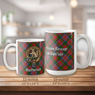 Clan MacPherson Wappen über Red Tartan Kaffeetasse