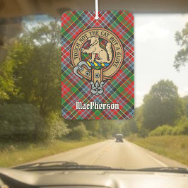 Clan MacPherson Wappen über Tartan Air Freshener Autolufterfrischer