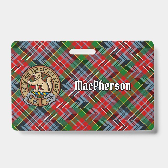 Clan MacPherson Wappen über Tartan Ausweis (Vorderseite)