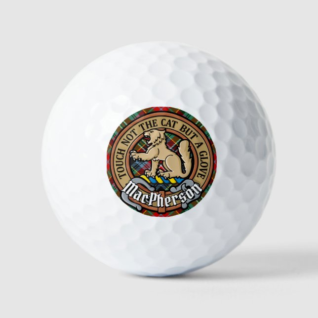 Clan MacPherson Wappen über Tartan Golfball (Vorderseite)