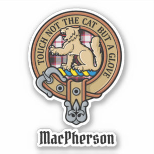 Clan MacPherson Wappen über Tartan-Jagdsticker Aufkleber