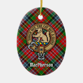 Clan MacPherson Wappen über Tartan Keramik Ornamen Keramik Ornament