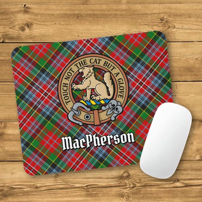 Clan MacPherson Wappen über Tartan Mousepad (Von Creator hochgeladen)