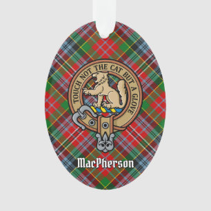 Clan MacPherson Wappen über Tartan Ornament