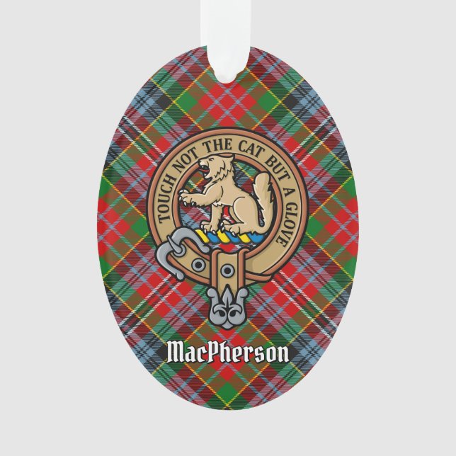 Clan MacPherson Wappen über Tartan Ornament (Vorderseite)