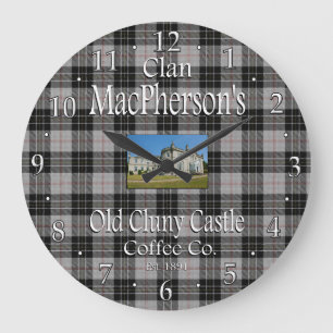 Clan MacPhersons Old Cluny Castle Coffee Co. Große Wanduhr