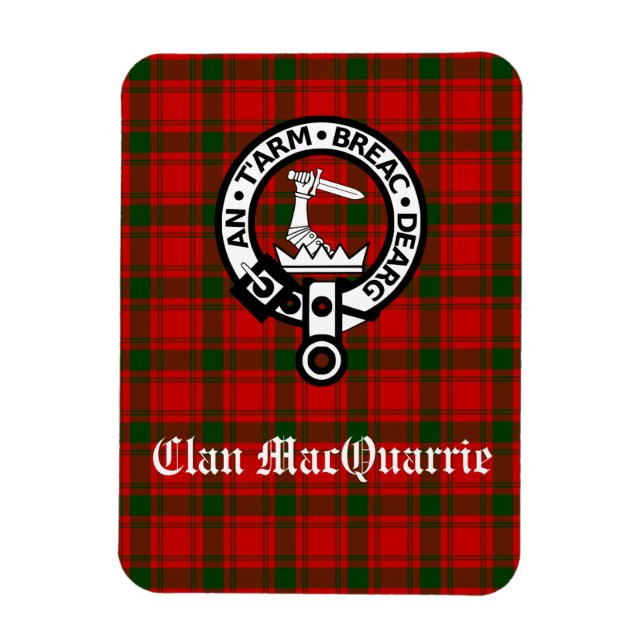 Clan MacQuarrie Tartan and Crest Magnet (Vertikal)