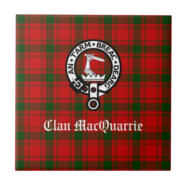 Clan MacQuarrie Tartan und Wappen Fliese (Vorderseite)