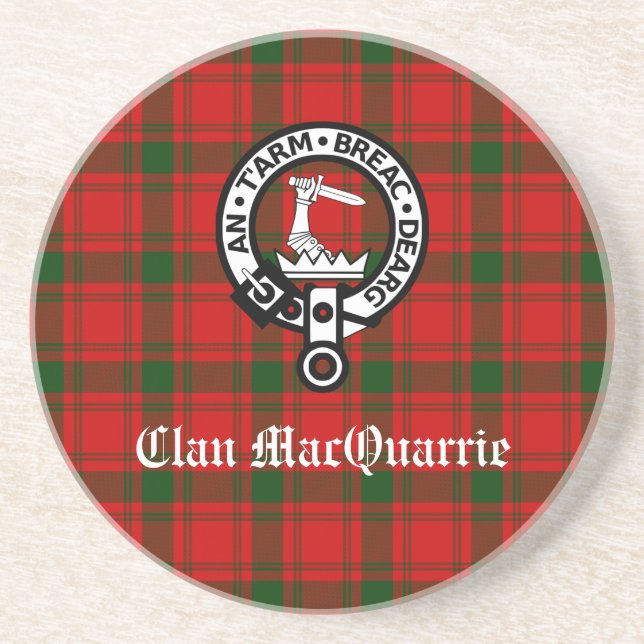 Clan MacQuarrie Tartan und Wappen Getränkeuntersetzer (Vorne)
