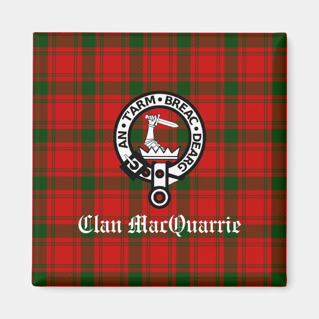 Clan MacQuarrie Tartan und Wappen Magnet (Vorne)