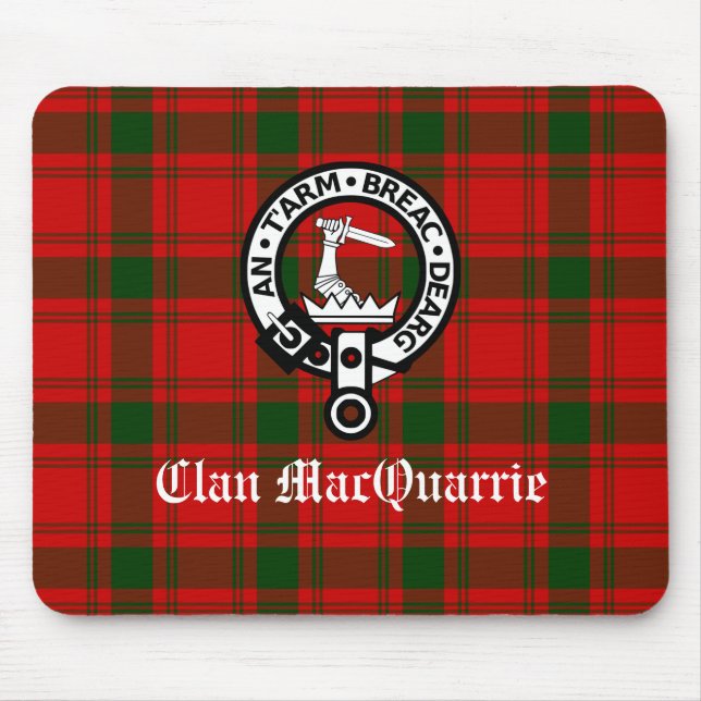 Clan MacQuarrie Tartan und Wappen Mousepad (Vorne)