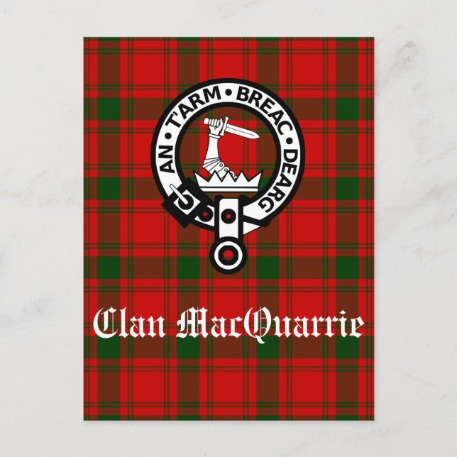Clan MacQuarrie Tartan und Wappen Postkarte (Vorderseite)