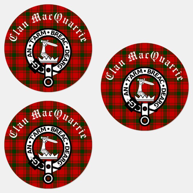 Clan MacQuarrie Tartan und Wappen Round Etiketten (Gruppe)