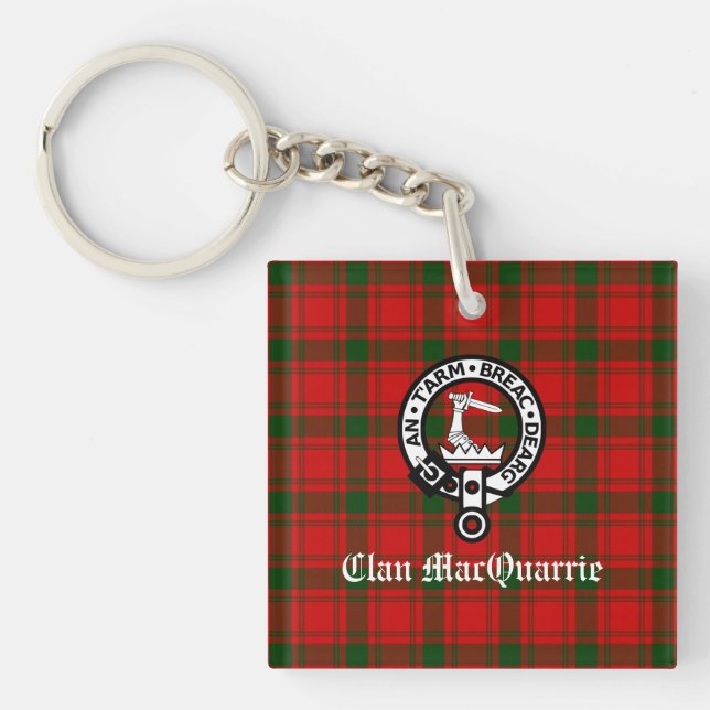 Clan MacQuarrie Tartan und Wappen Schlüsselanhänger (Vorderseite)
