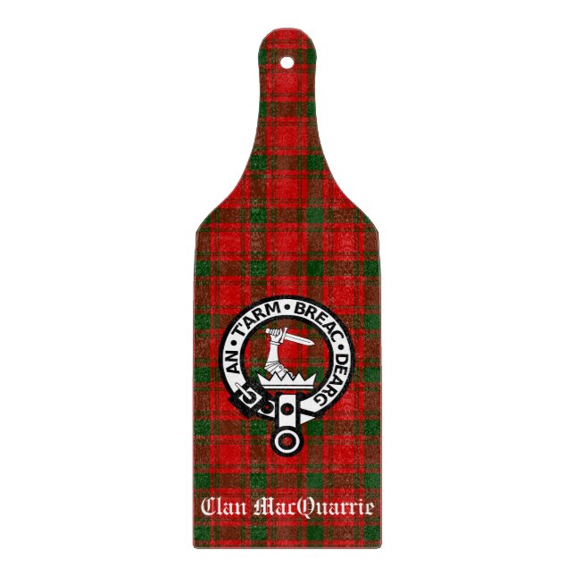 Clan MacQuarrie Tartan und Wappen Schneidebrett (Vorderseite)