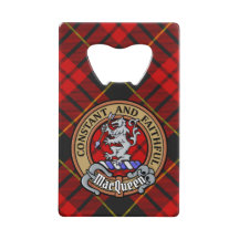 Clan MacQueen Crest über Tartan