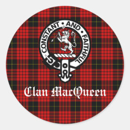 Clan MacQueen Wappen Abzeichen & Tartan Runder Aufkleber