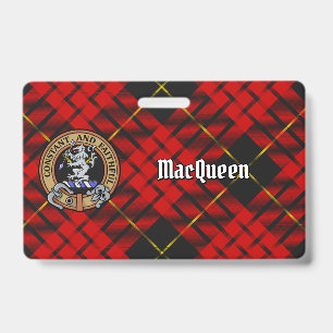 Clan MacQueen-Wappen über Tartan Ausweis