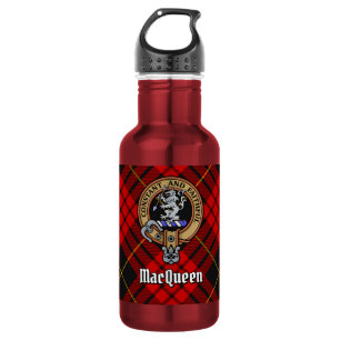 Clan MacQueen-Wappen über Tartan Edelstahlflasche