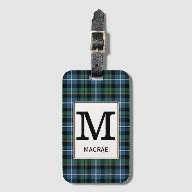Clan MacRae Jagd Tartan Mit Monogramm Gepäckanhänger (Vorderseite Vertikal)