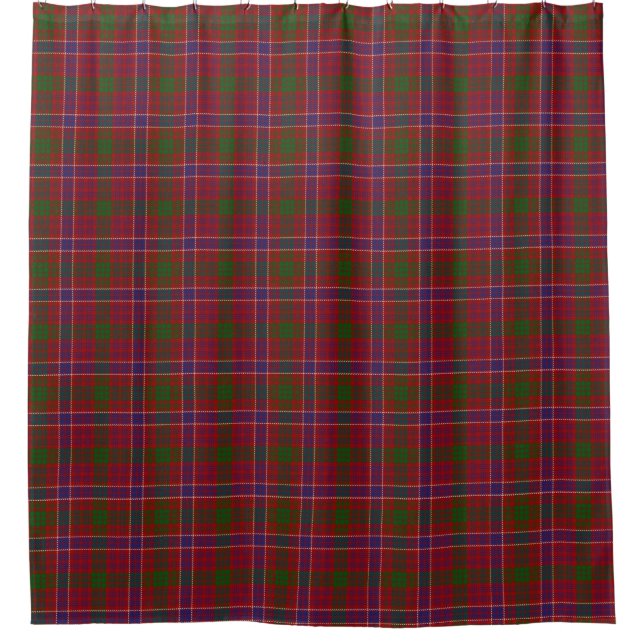 Clan MacRae schottisches Erbmoderner roter Tartan Duschvorhang (Vorderseite)