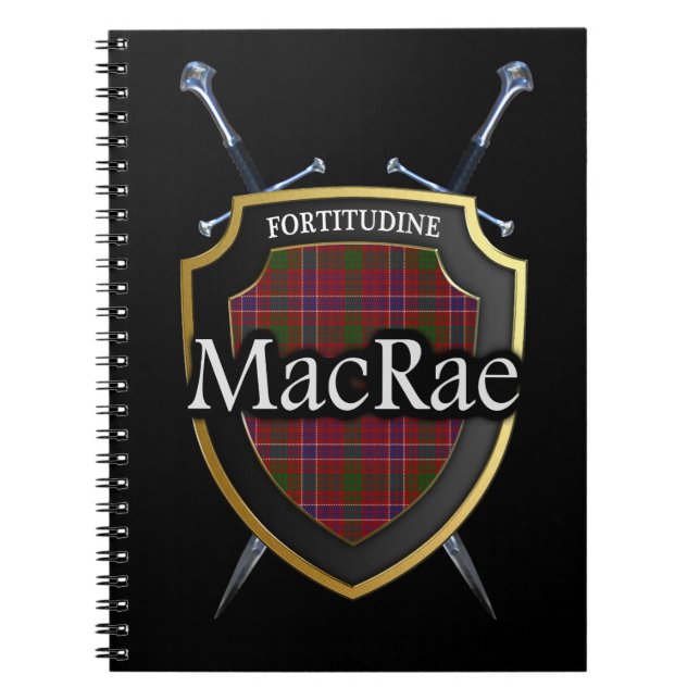 Clan MacRae Tartan Shield & Schwerter Notizblock (Vorderseite)