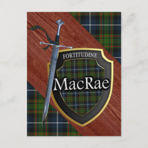Clan MacRae Tartan Sword & Shield Postkarte