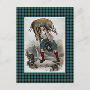 Clan MacRae Vintage-Illustration Tartan-Rahmen Postkarte