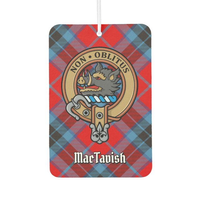 Clan MacTavish Wappen über Tartan Autolufterfrischer (Vorderseite)