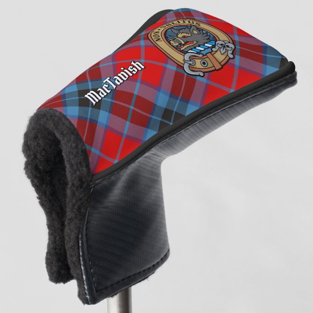 Clan MacTavish Wappen über Tartan Golf Headcover (3/4 Vorderseite)