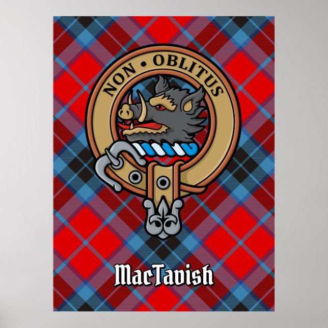 Clan MacTavish Wappen über Tartan Poster (Vorne)