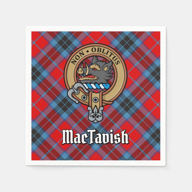 Clan MacTavish Wappen über Tartan Serviette (Vorderseite)