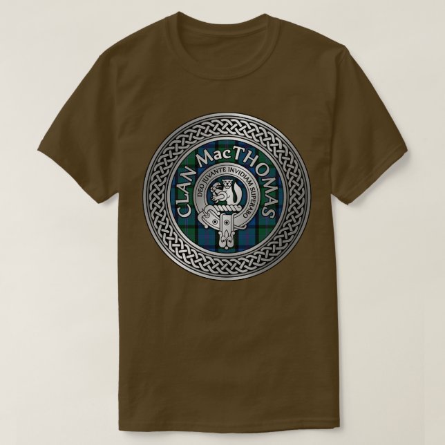 Clan MacThomas Wappen Tartan Knot T-Shirt (Design vorne)
