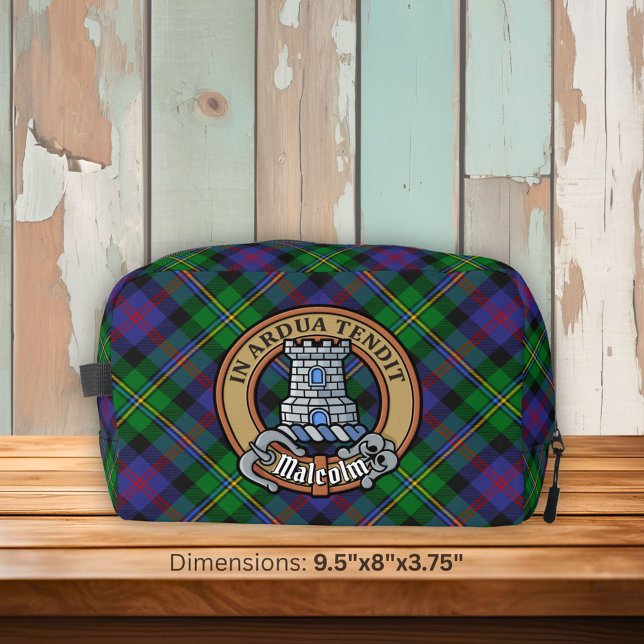 Clan Malcolm Crest over Tartan Waschbeutel (Von Creator hochgeladen)
