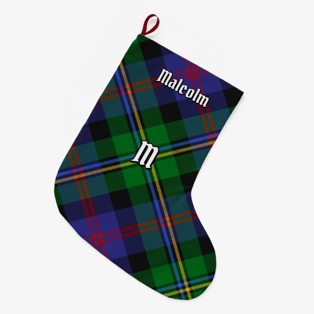 Clan Malcolm Tartan Großer Weihnachtsstrumpf (Vorderansicht (hängend))