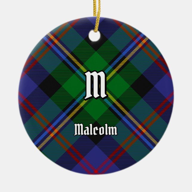 Clan Malcolm Tartan Keramik Ornament (Vorne)