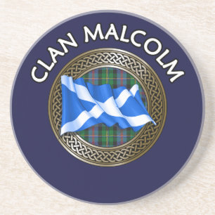 Clan Malcolm Tartan Knot & Flag Getränkeuntersetzer