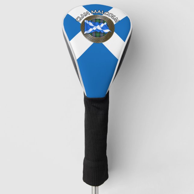 Clan Malcolm Tartan Knot & Flag Golf Headcover (Vorderseite)