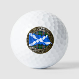 Clan Malcolm Tartan Knot & Flag Golfball
