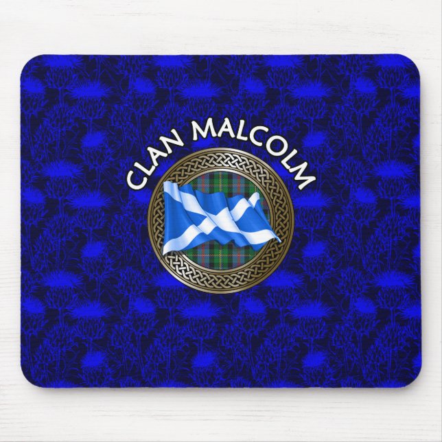 Clan Malcolm Tartan Knot & Flag Mousepad (Vorne)