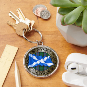 Clan Malcolm Tartan Knot & Flag Schlüsselanhänger