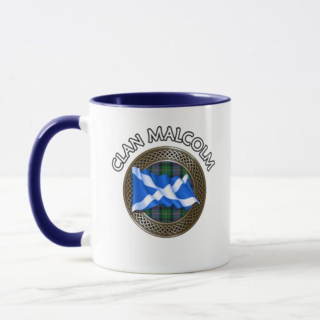 Clan Malcolm Tartan Knot & Flag Tasse (Links)