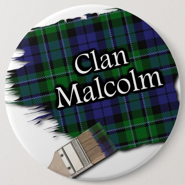 Clan Malcolm Tartan Paint Brush Button (Vorderseite)