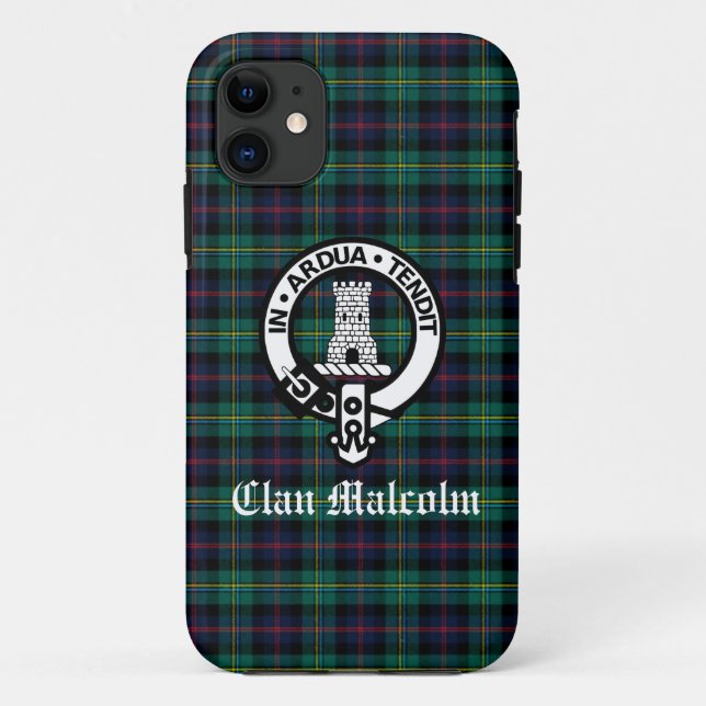 Clan Malcolm Tartan und Wappen Case-Mate iPhone Hülle (Rückseite)
