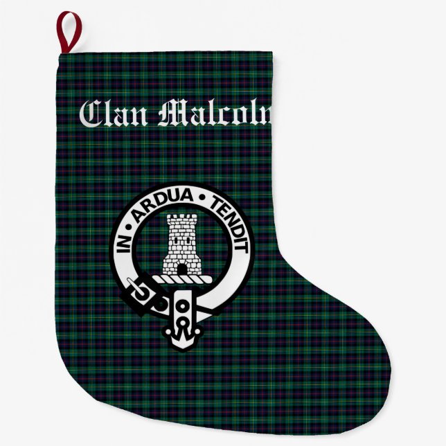 Clan Malcolm Tartan und Wappen Großer Weihnachtsstrumpf (Vorderseite)