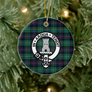 Clan Malcolm Tartan und Wappen Keramik Ornament